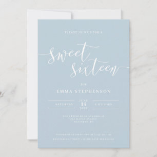 Inbjudan till Sweet sixteen av ljusblå Elegant