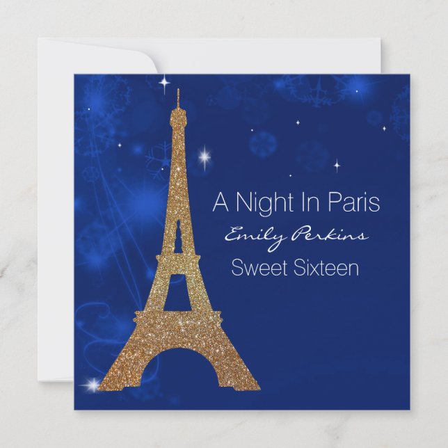 Inbjudan till Sweet sixteen av Paris-temat Elegant (Framsida)