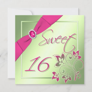 Inbjudan till Sweet sixteen av Rosa, Grönt och Gul
