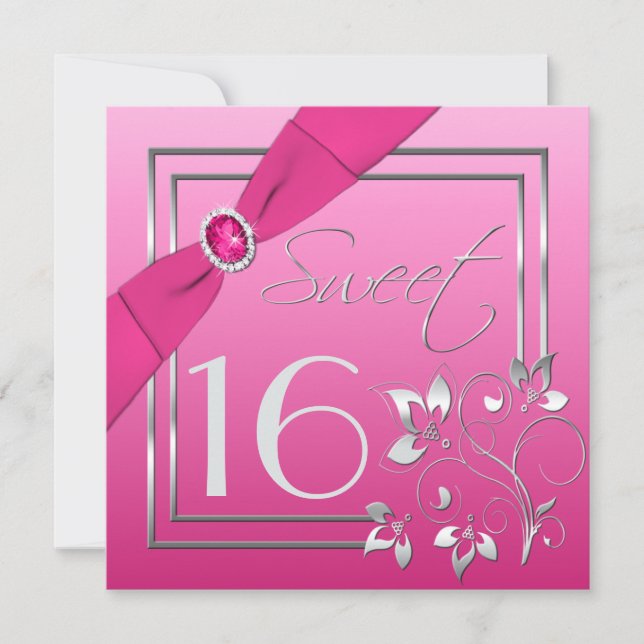 Inbjudan till Sweet sixteen av Rosa och Silver (Framsida)