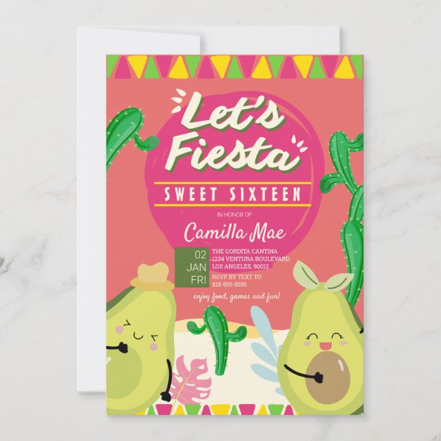 Inbjudan till sweet sixteen Fiesta (Framsida)