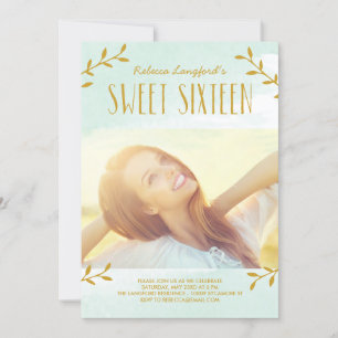 Inbjudan till Sweet sixteen Fintvätt för Löv - blå
