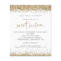 Inbjudan till Sweet sixteen för budgetpartiet Guld