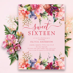 Inbjudan till Sweet sixteen för Petal Perfection