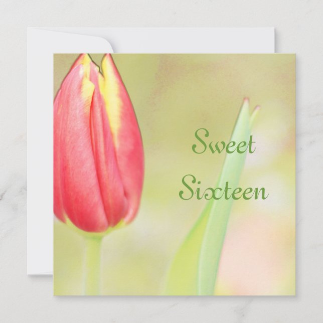 inbjudan till sweet sixteen för röd tulpanfödelsed (Framsida)
