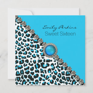 Inbjudan till Sweet sixteen Glam Snö Leopard