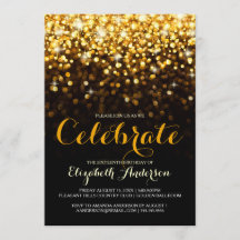 Inbjudan till Sweet sixteen Guld Black Hollywood G