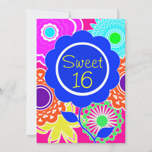 Inbjudan till Sweet sixteen med blomma ström