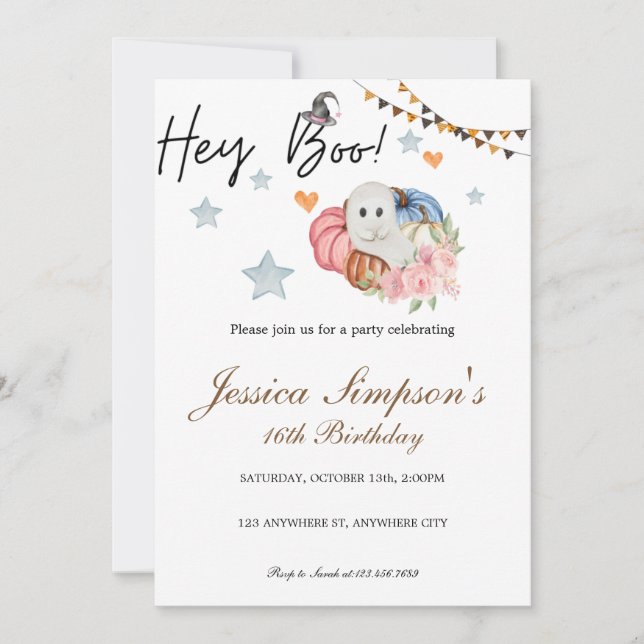 Inbjudan till sweet sixteen på födelsedagen (Framsida)