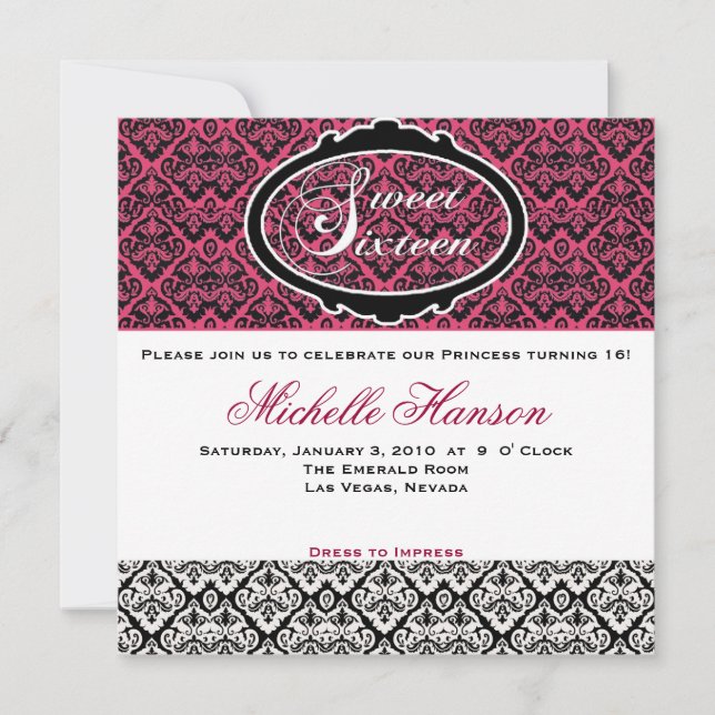 Inbjudan till sweet sixteen på födelsedagen (Framsida)