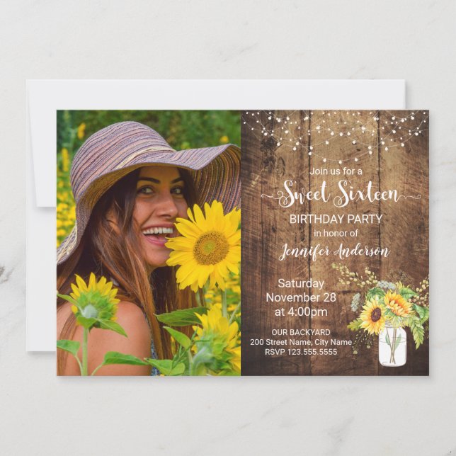 Inbjudan till Sweet sixteen på födelsedagen (Framsida)