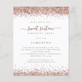 Inbjudan till Sweet sixteen Ro Guld Glitter