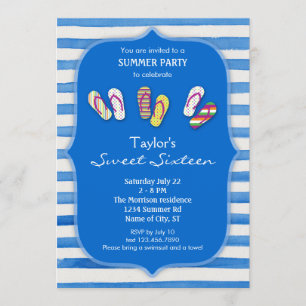 Inbjudan till Sweet sixteen sommaren Flinflip flop