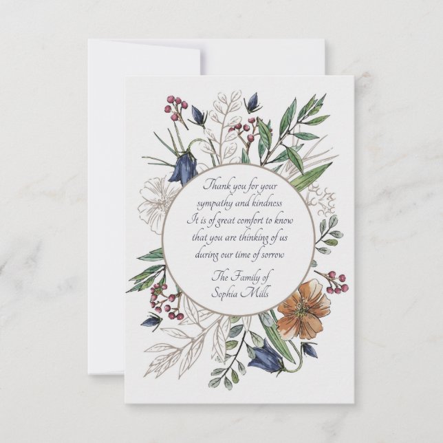 Inbjudan till sympati med Fält-blommor (Framsida)