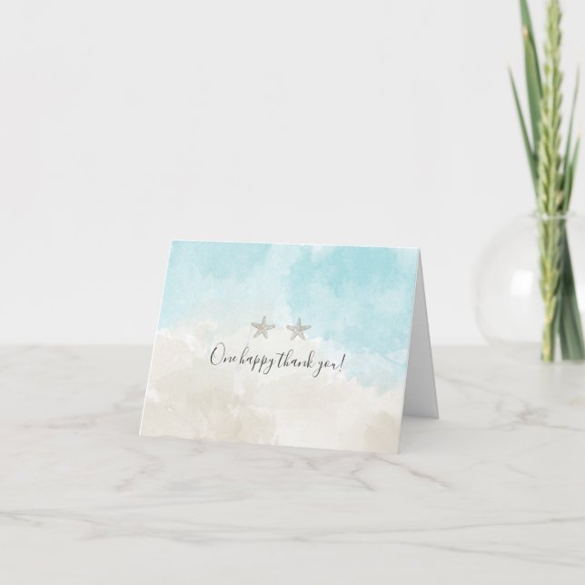 Inbjudan till tackkort med två stjärnfiskfärger (Framsida)