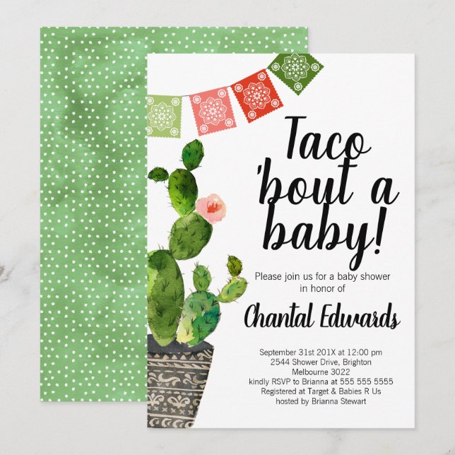 Inbjudan till Taco Bout A Baby (Fram/baksida)