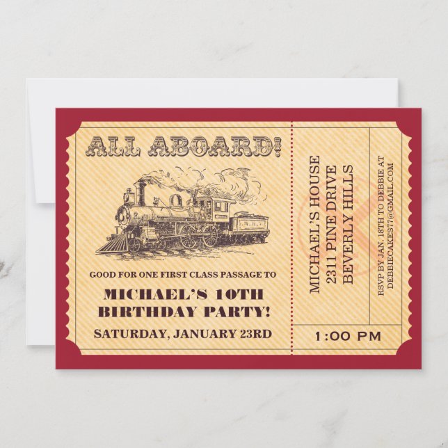 Inbjudan till tåg Biljett (Framsida)
