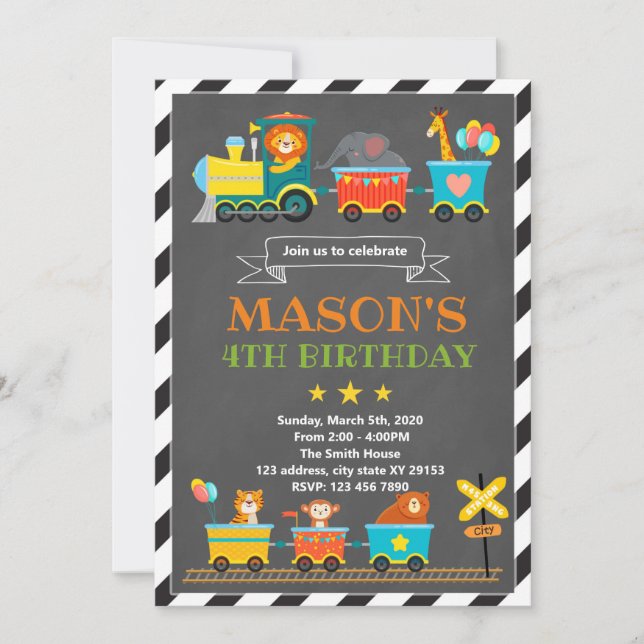 Inbjudan till tåg-födelsedagstema (Framsida)