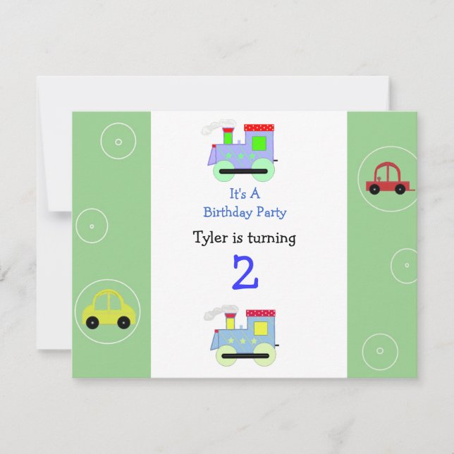 Inbjudan till tåg och bilars födelsedag (Framsida)