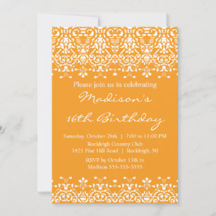 Inbjudan till Tangerine Damask-Sweet sixteen på fö