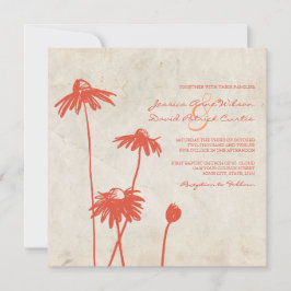 Inbjudan till Tangerine Orange Chic Flower Wedding