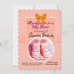 Inbjudan till Tangerine & White Polka Dot Baby Sho