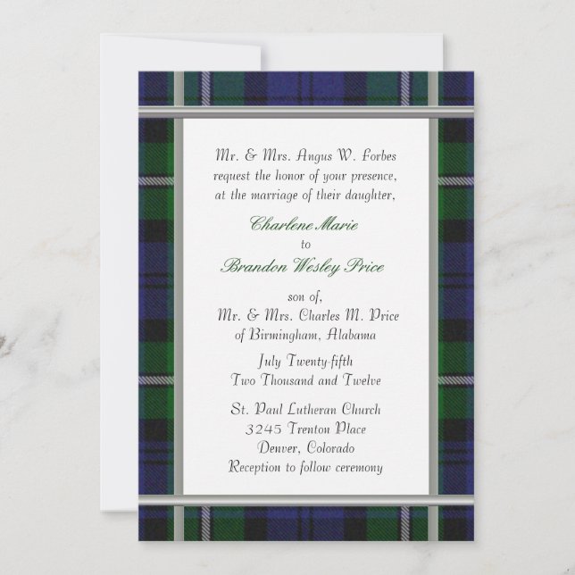 Inbjudan till Tartan Plaid Wedding (Framsida)