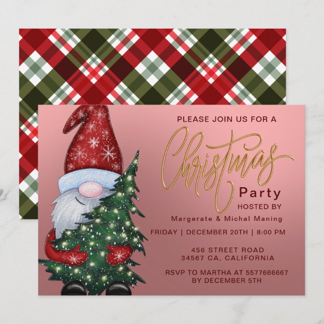 Inbjudan till Tartan Play Red julParty (Fram/baksida)