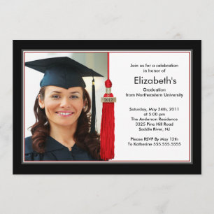 Inbjudan till Tassel Photo Studenten Black & Red