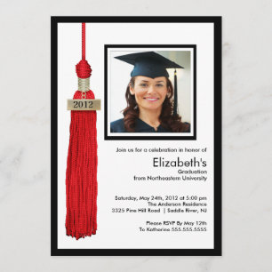 Inbjudan till Tassel Photo Studenten Red & White