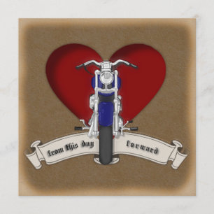 Inbjudan till Tattoo Stil Motorcycle & Heart Weddi