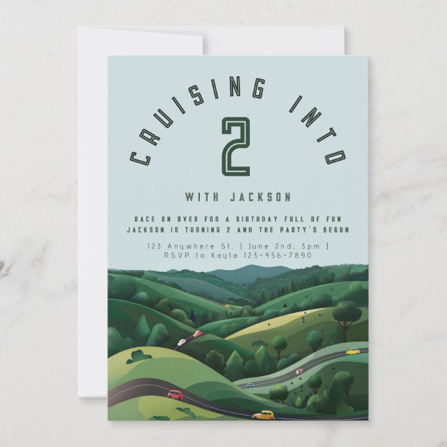 Inbjudan till tävling-bil 2:a födelsedagen | Boy's (Framsida)