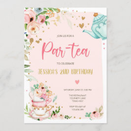 Inbjudan till Tea Birthday Girl Party Par-tea Blom