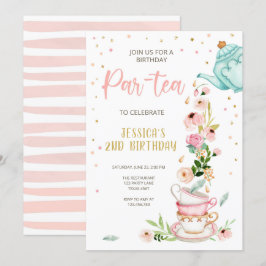 Inbjudan till Tea Birthday Girl Party Par-tea Blom