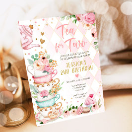 Inbjudan till Tea Birthday Girl Party Par-tea Blom