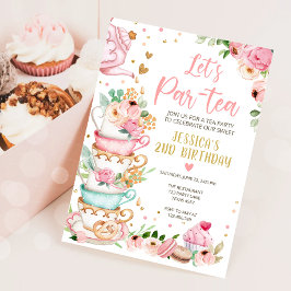Inbjudan till Tea Birthday Girl Party Par-tea Blom