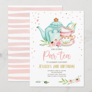 Inbjudan till Tea Birthday Girl Party Par-tea Blom