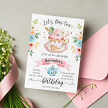 Inbjudan till tea Party Girl Birthday Birthday