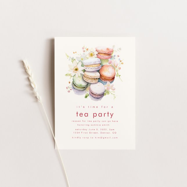 Inbjudan till Tea Party Patisserie med Macaroons (Skapare uppladdad)