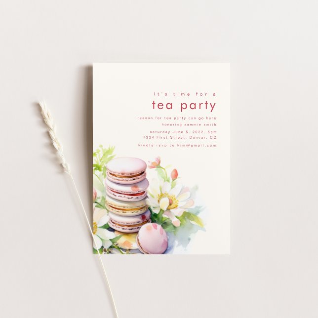 Inbjudan till Tea Party Patisserie med Macaroons (Skapare uppladdad)