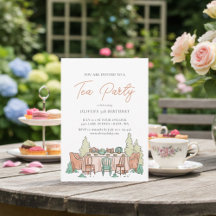 Inbjudan till Tea party söt barns födelsedag