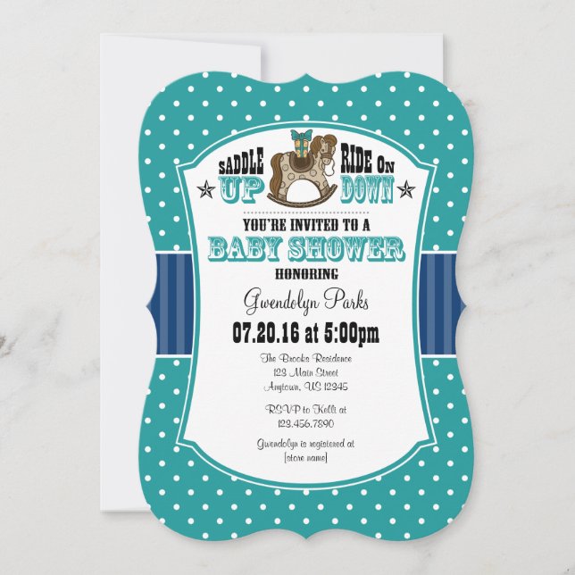 Inbjudan till Teal Blue Cowboy Baby Shower (Framsida)