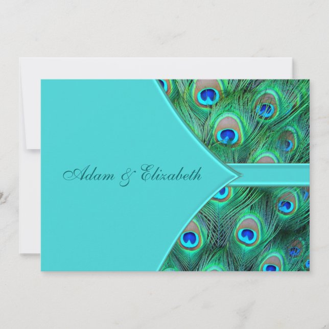 Inbjudan till Teal Blue Peacock Wedding (Framsida)