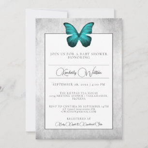 Inbjudan till Teal Butterfly Baby Shower