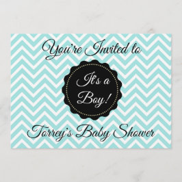 Inbjudan till Teal Chevron och Black Boy Baby Show