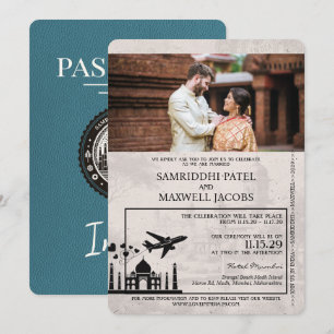 Inbjudan till Teal India Passport Wedding