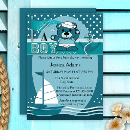 Inbjudan till Teal Nautical Boy Baby Shower