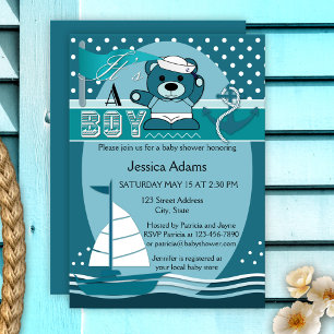 Inbjudan till Teal Nautical Boy Baby Shower