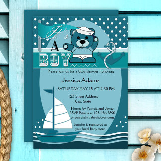 Inbjudan till Teal Nautical Boy Baby Shower