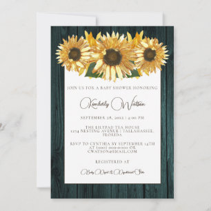 Inbjudan till Teal Rustic Sunsun Baby Shower